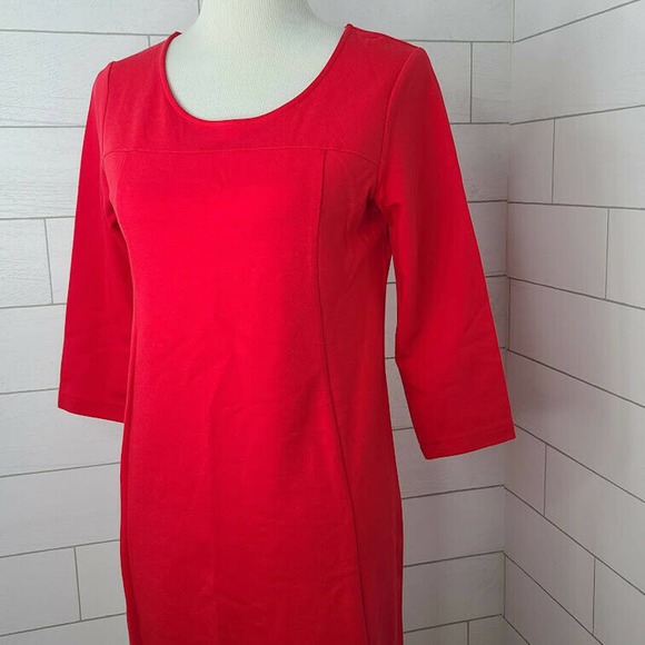 J. Jill Dress Red Shift Small Petite 3/4 Sleeve Comfort Stretch Classic A-Line - Picture 3 of 9